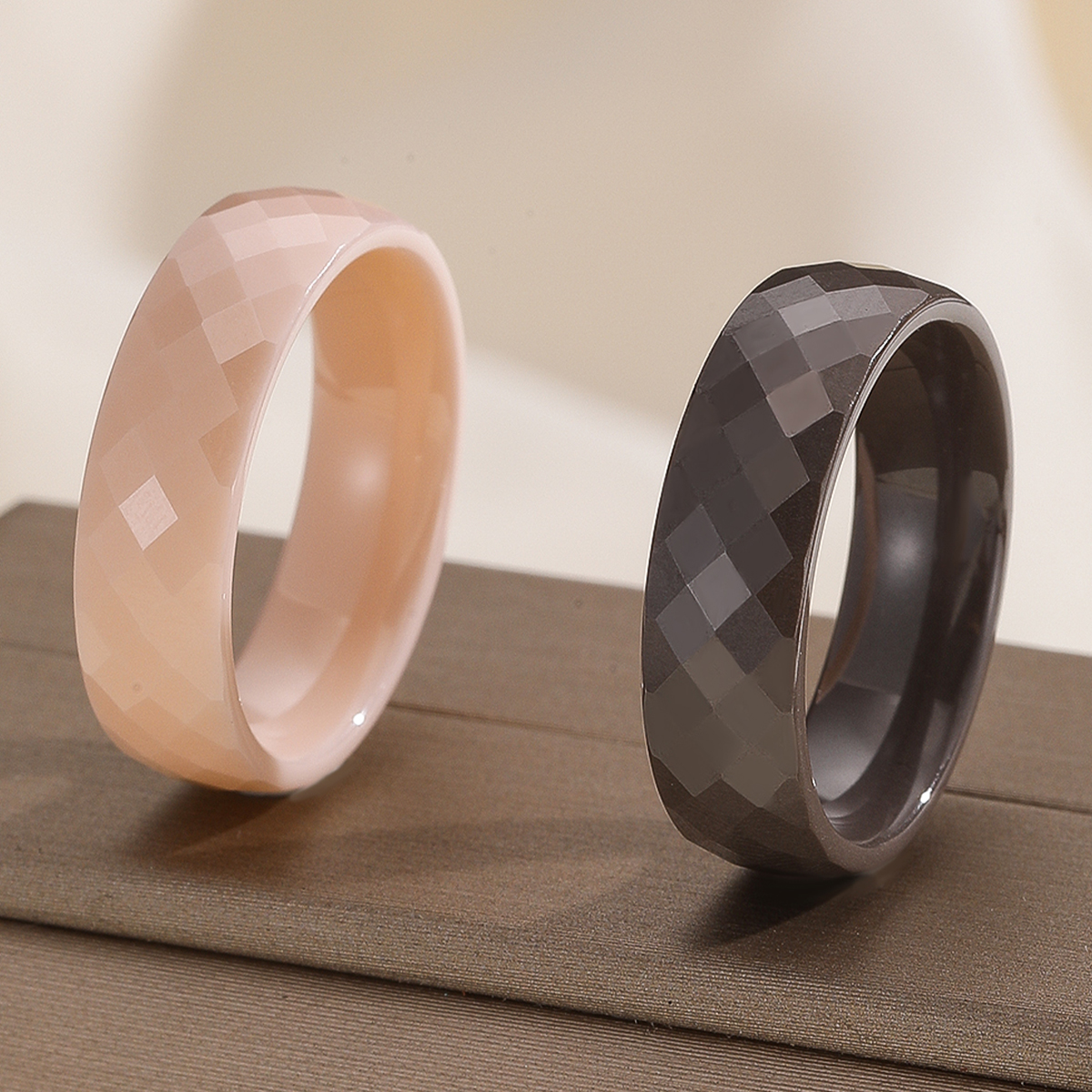 Minimalist Ring Stackable - Geometric Cut Ceramic Stackable Rings for