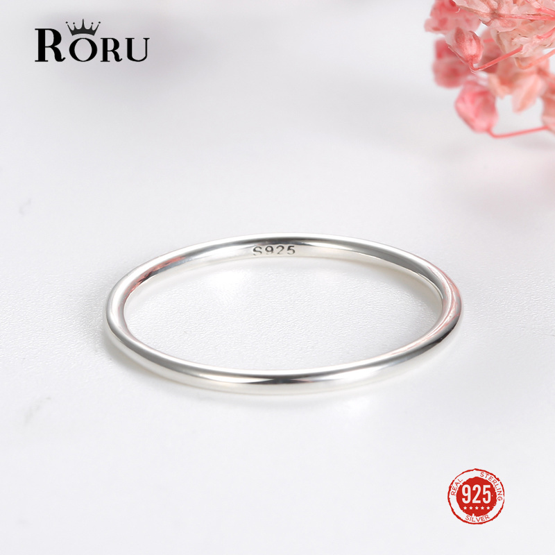Minimalist Ring Stackable - 100% 925 Sterling Silver Glossy Slim