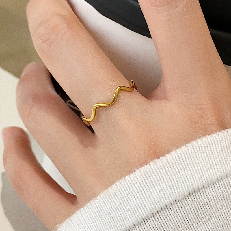 Minimalist Ring Stackable - Stainless Steel Ring Minimalist Sea Wave