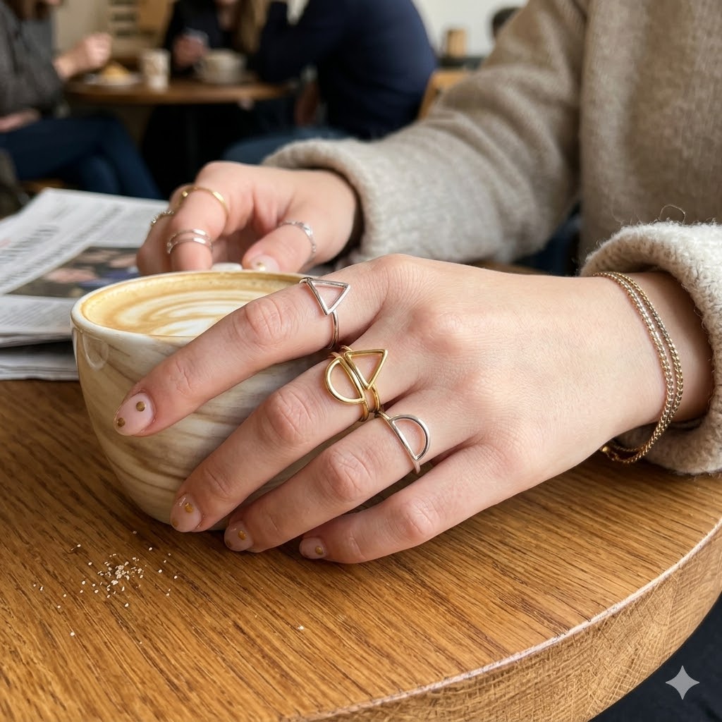 Minimalist Ring Stackable - St-Delan Minimalist Geometric Triangle Arch Rings