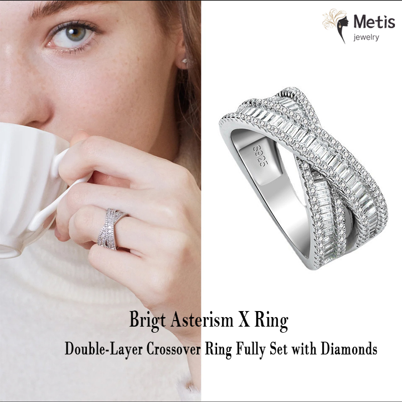 Minimalist Ring Stackable - S925 Sterling Silver Double Layer Cross