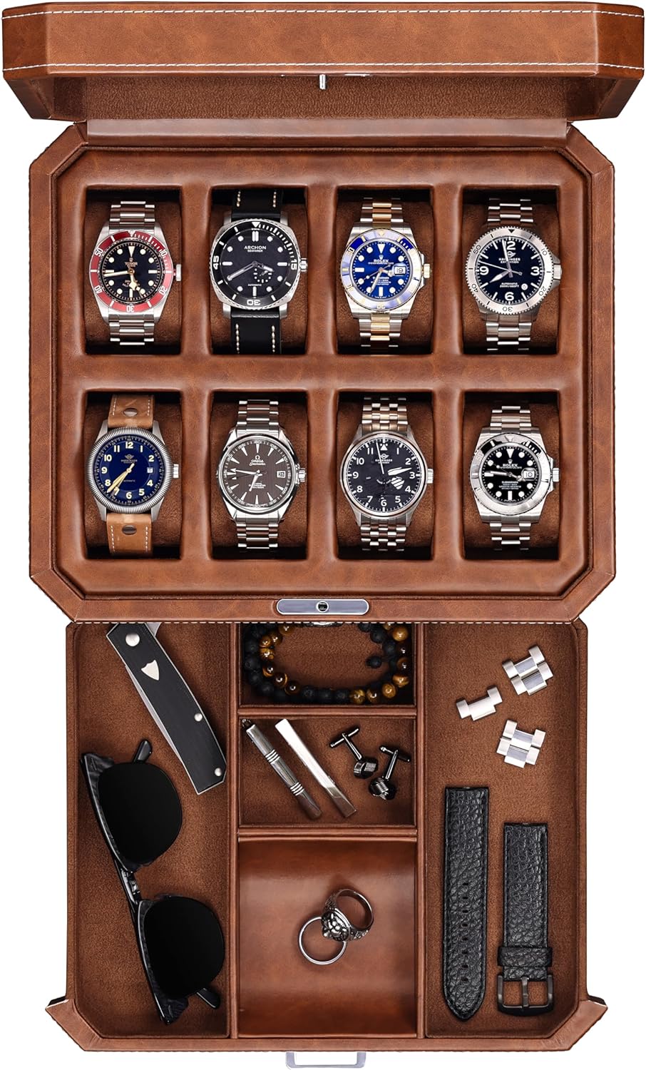 Jewelry Watches Women - 8 Slot Leather Watch Box with