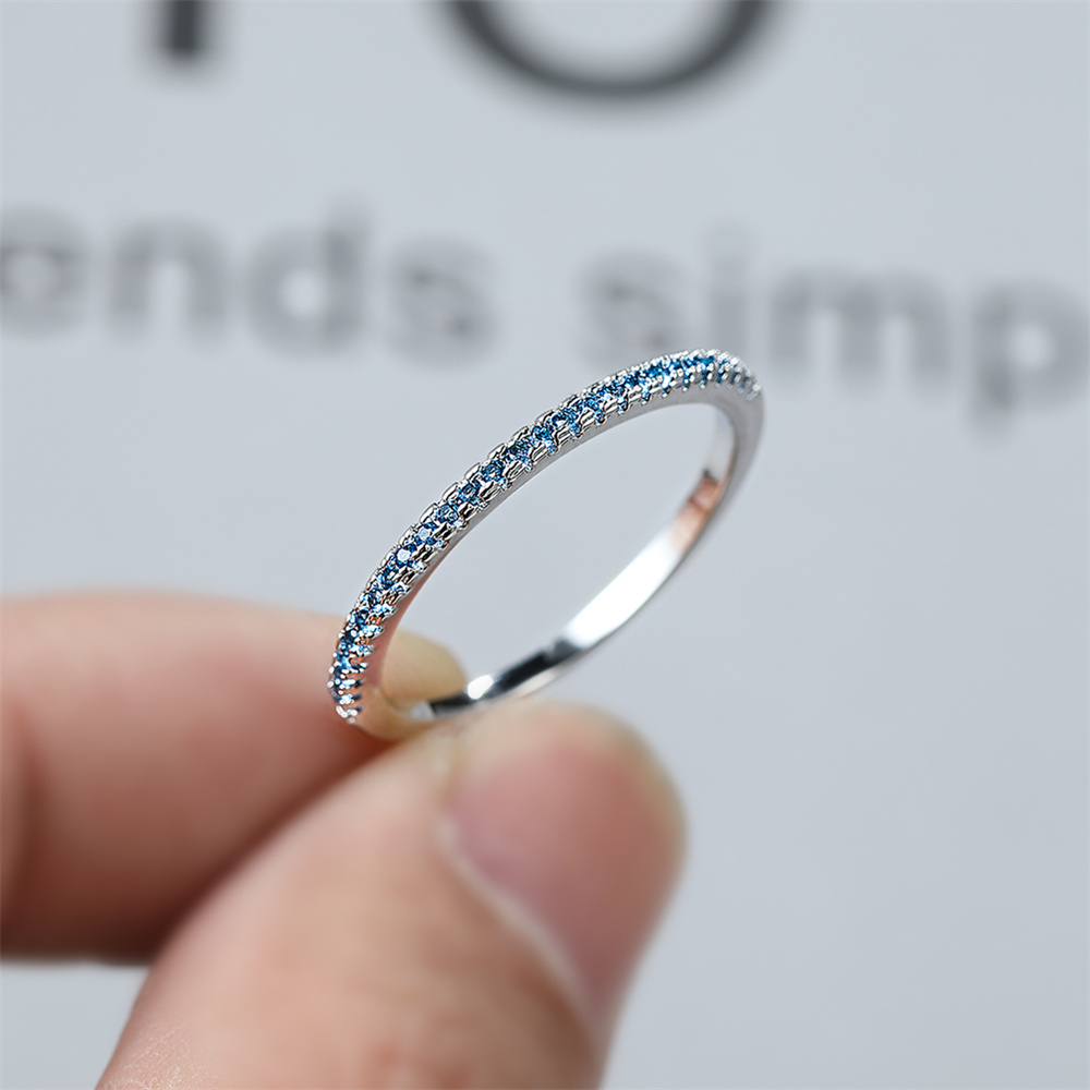 Aqua Blue Crystal Small Round  - огляд і ціна Minimalist Ring Stackable