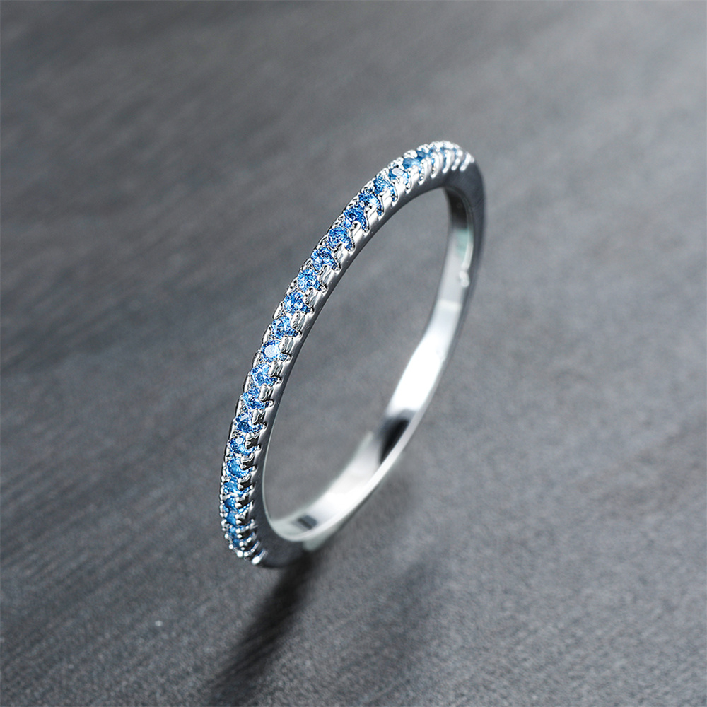 Aqua Blue Crystal Small Round  - огляд і ціна Minimalist Ring Stackable