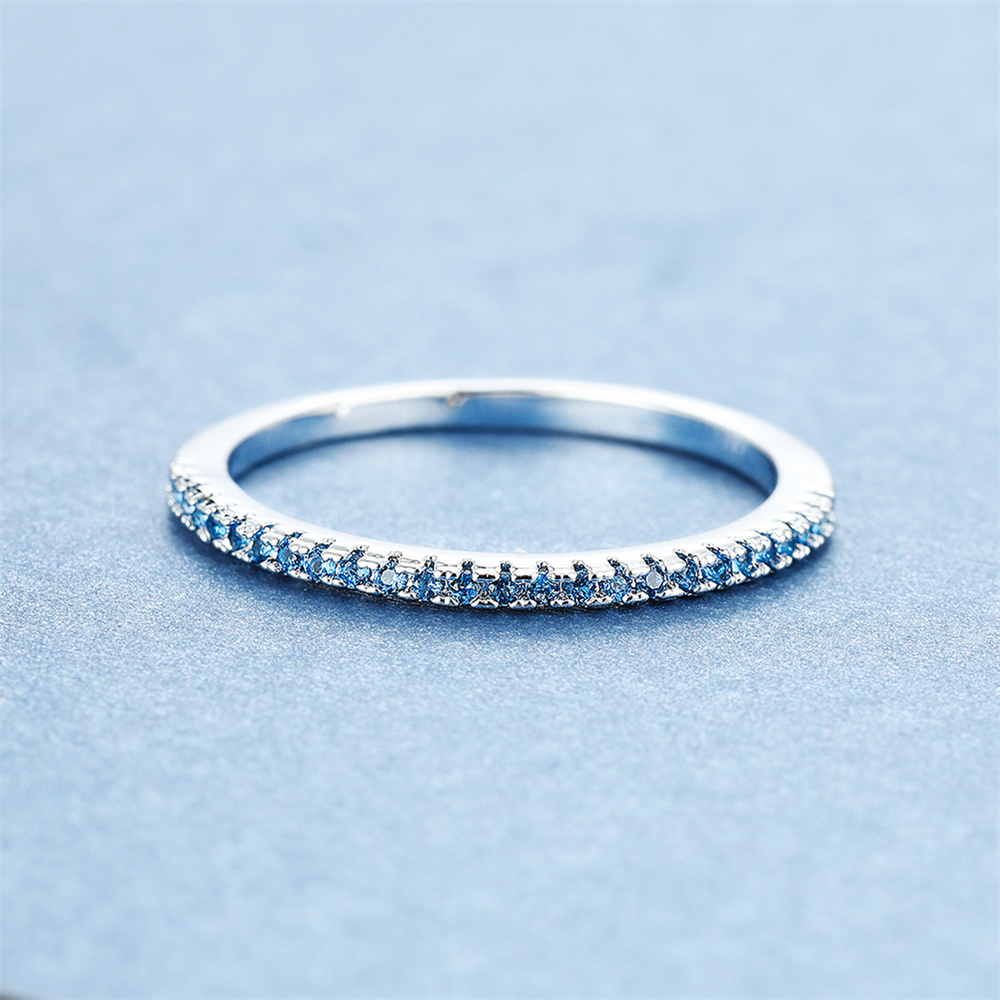 Aqua Blue Crystal Small Round  - огляд і ціна Minimalist Ring Stackable