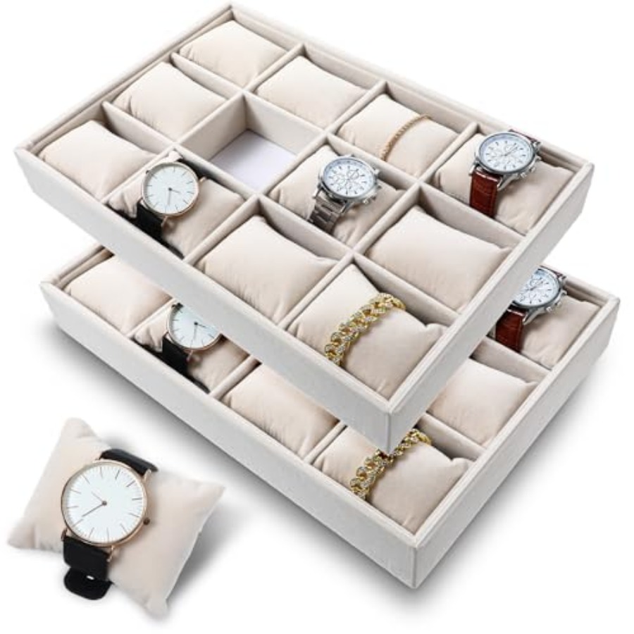 2 Pcs Beige Velvet Jewelry Org - огляд і ціна Jewelry Watches Women