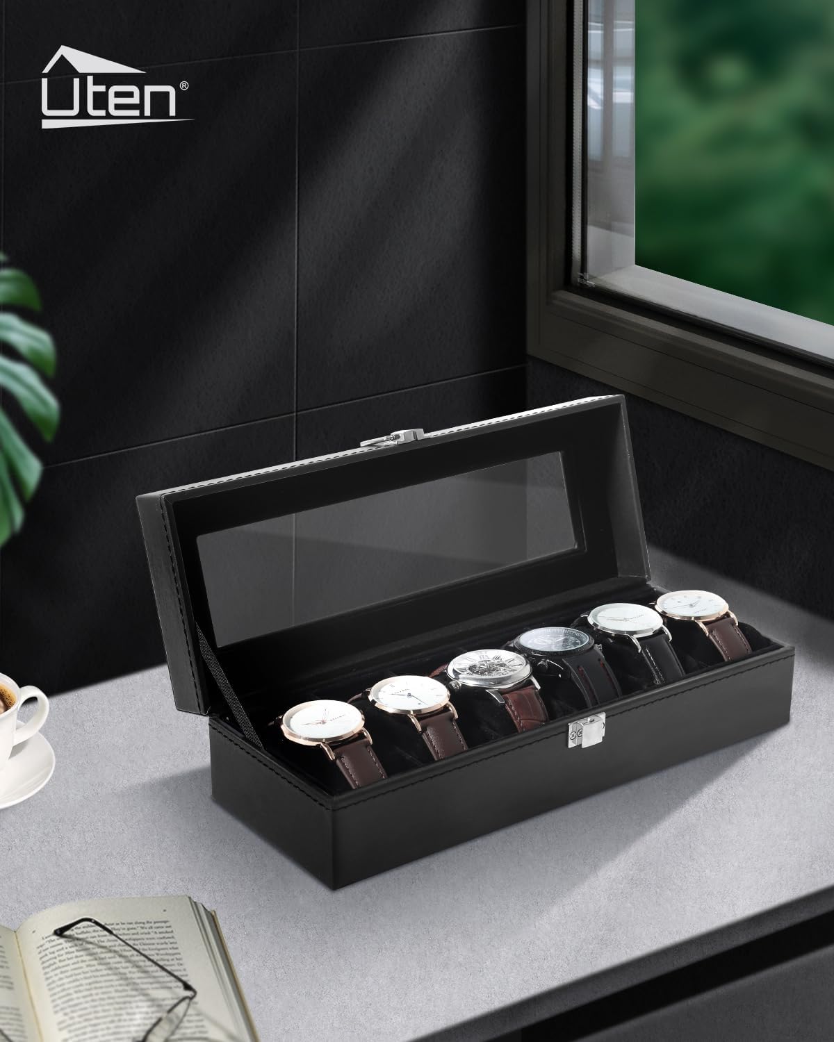 6 Slot Watch Box with Glass Li - огляд і ціна Jewelry Watches Women