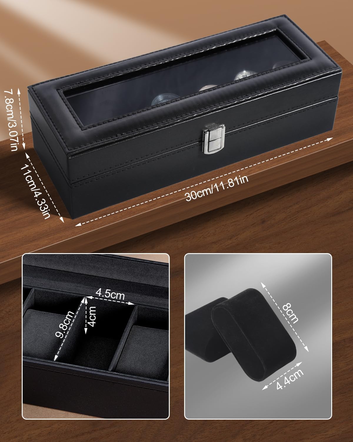 6 Slot Watch Box with Glass Li - огляд і ціна Jewelry Watches Women
