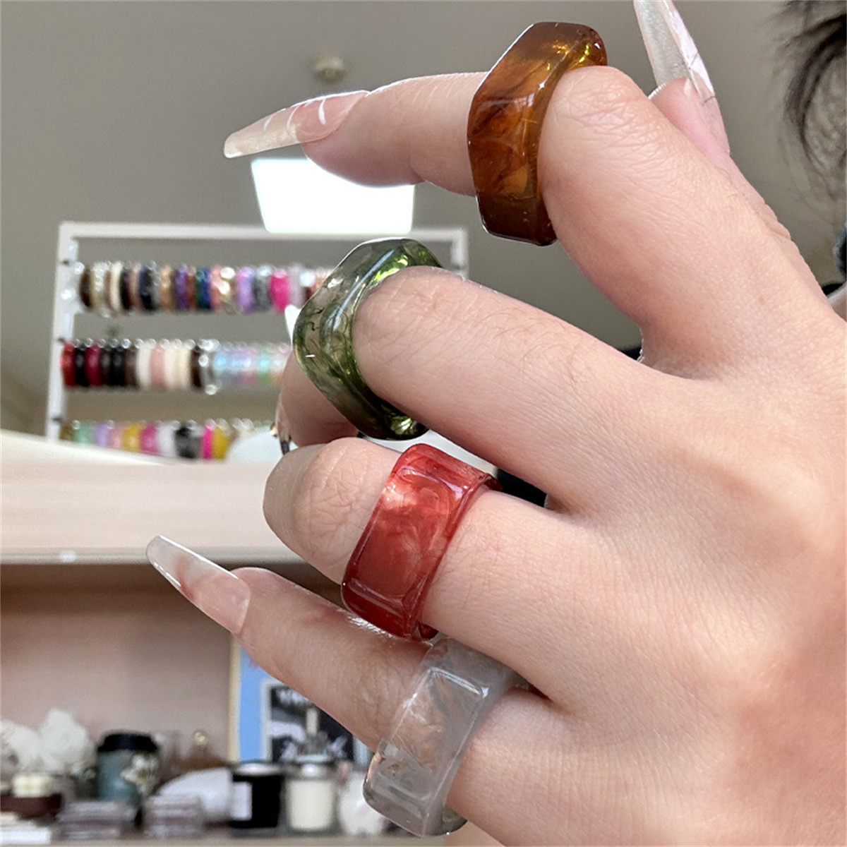 Square Resin Rings Aesthetic A - огляд і ціна Minimalist Ring Stackable
