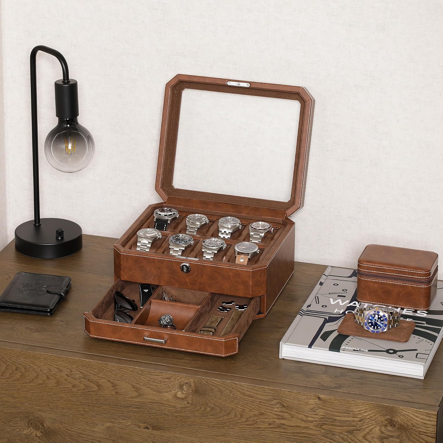 8 Slot Leather Watch Box with  - огляд і ціна Jewelry Watches Women