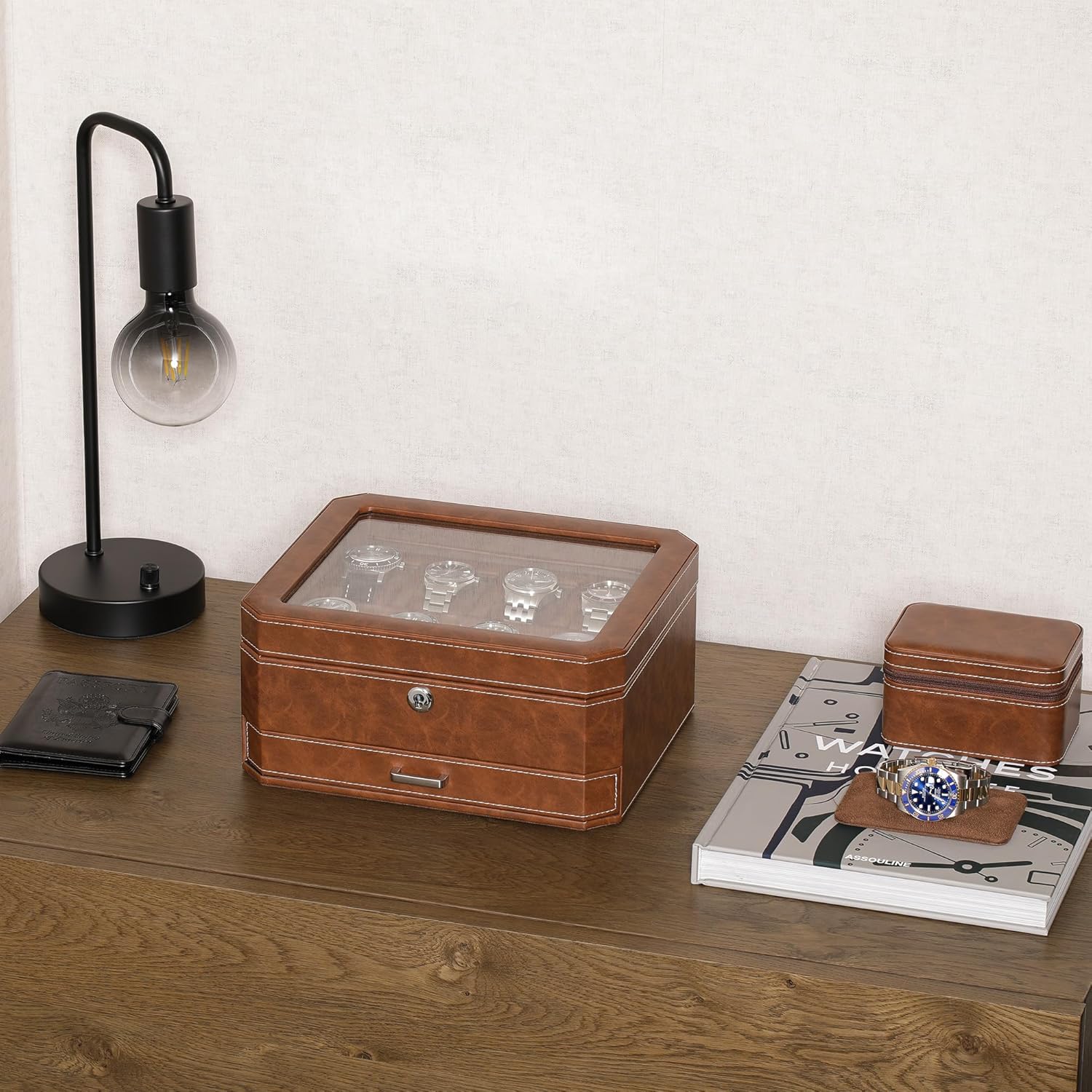 8 Slot Leather Watch Box with  - огляд і ціна Jewelry Watches Women