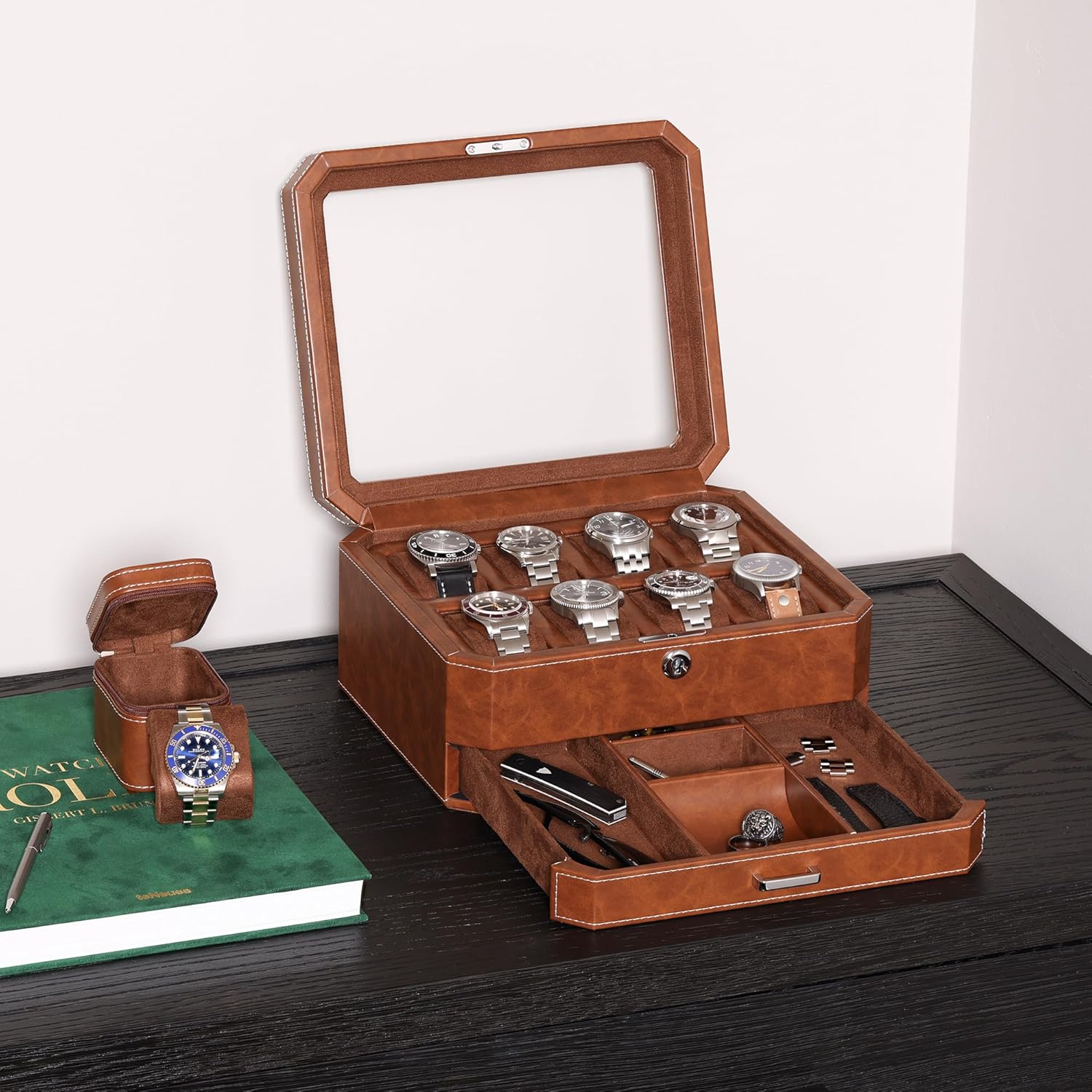 8 Slot Leather Watch Box with  - огляд і ціна Jewelry Watches Women